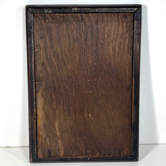 Antique Hand Carved Wood Framed Mirror Free Standing 7" x 10" Rustic Folk Art - Picture 10 of 12